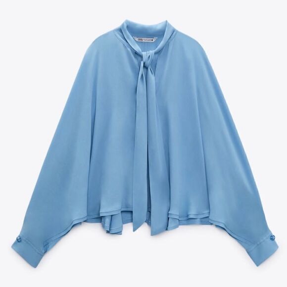 Zara Cape Sleeve Blouse New Viscose - Picture 8 of 8